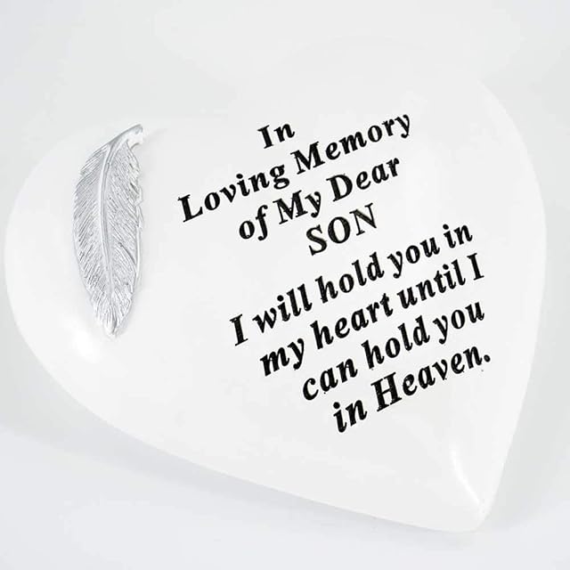 Special Son Graveside Memorial Feather Heart Grave Plaque Ornament Decoration