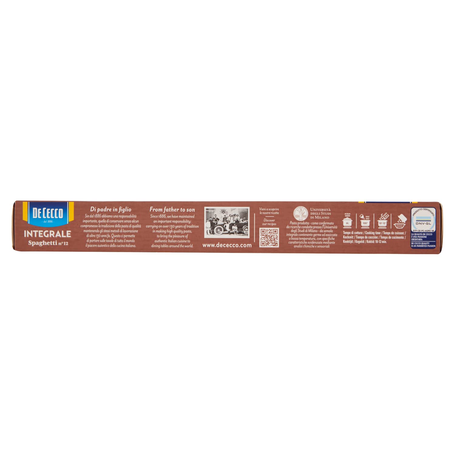 Italian Gourmet Pasta Spaghetti integrale n. 12 24 x 500g, Vollkorn Nudeln | Lange Form; aus ganzem Hartweizen, al dente Genuss für sugo al pomodoro, Gesamtnettogewicht 12 kg + Kostenlos Polpa 400g