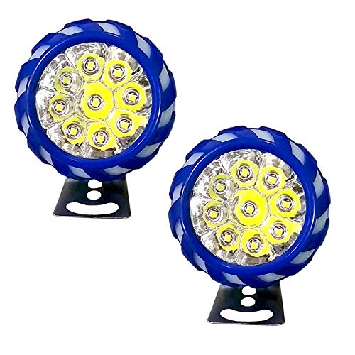 Allextreme EX9LED 9 LED Fog Light Red & Blue Beads and Multicolor Strobe Flash Waterproof White Spot Lamp for Motorcycle Bike Car (10W, 2 PCs)