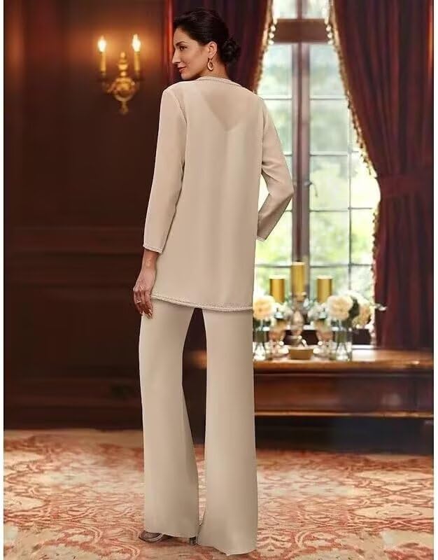 Chiffon Pant Suits for Women Dressy Wedding 3 Pieces Mother of The Bride Pantsuits for Wedding2