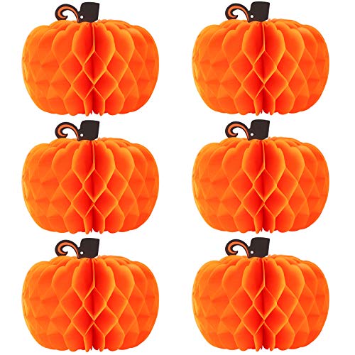 6Pcs Thanksgiving Party Pumpkin Honeycomb Decorations - Thanksgiving/Halloween/Friengsgiving Party Supplies Favors Autumn Table Centerpieces Wall Decor #TOP8