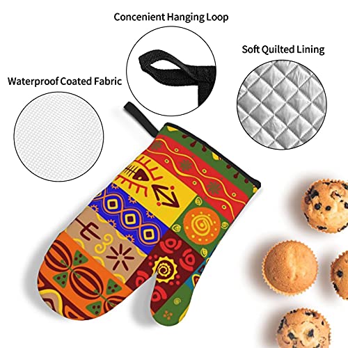 African National Patterns Oven Mitts And Pot Holders Sets Of 4 Heat Resistant Oven Gloves And Potholder For Kitchen Bbq Cooking Baking #TOP3