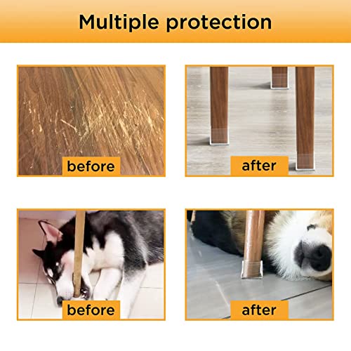 Clear Square Chair Leg Floor Protectors, 16Pcs Silicone Chair Floor Protectors For Hardwood, Chair Legs Caps To Prevent Floor From Scratches And Reduce Noise, Easy To Move(1.5 Inch Transparent) #TOP5