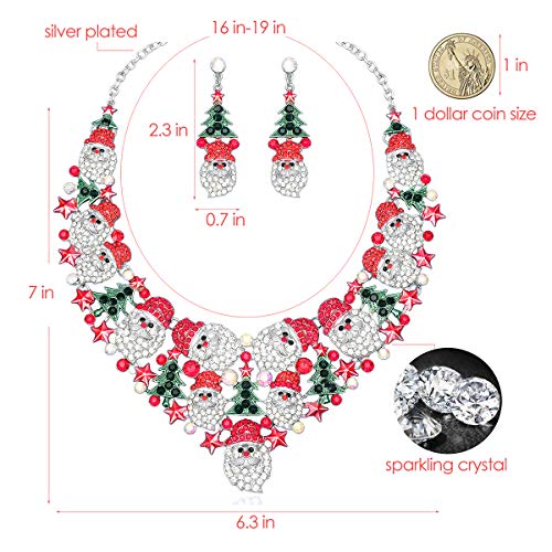 Luxury Statement Bib Necklace Earrings Santa Claus Christmas Element Party Costume Jewelry Set Xmas Gift for Women2