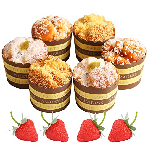 Joeabor Fake Cupcakes, Artificial Cupcakes For Display, Realistic Fake Food, Artificial Cake Fake Desserts Pastries For Decoration, Decorative Faux Cakes Set A 6 Pack