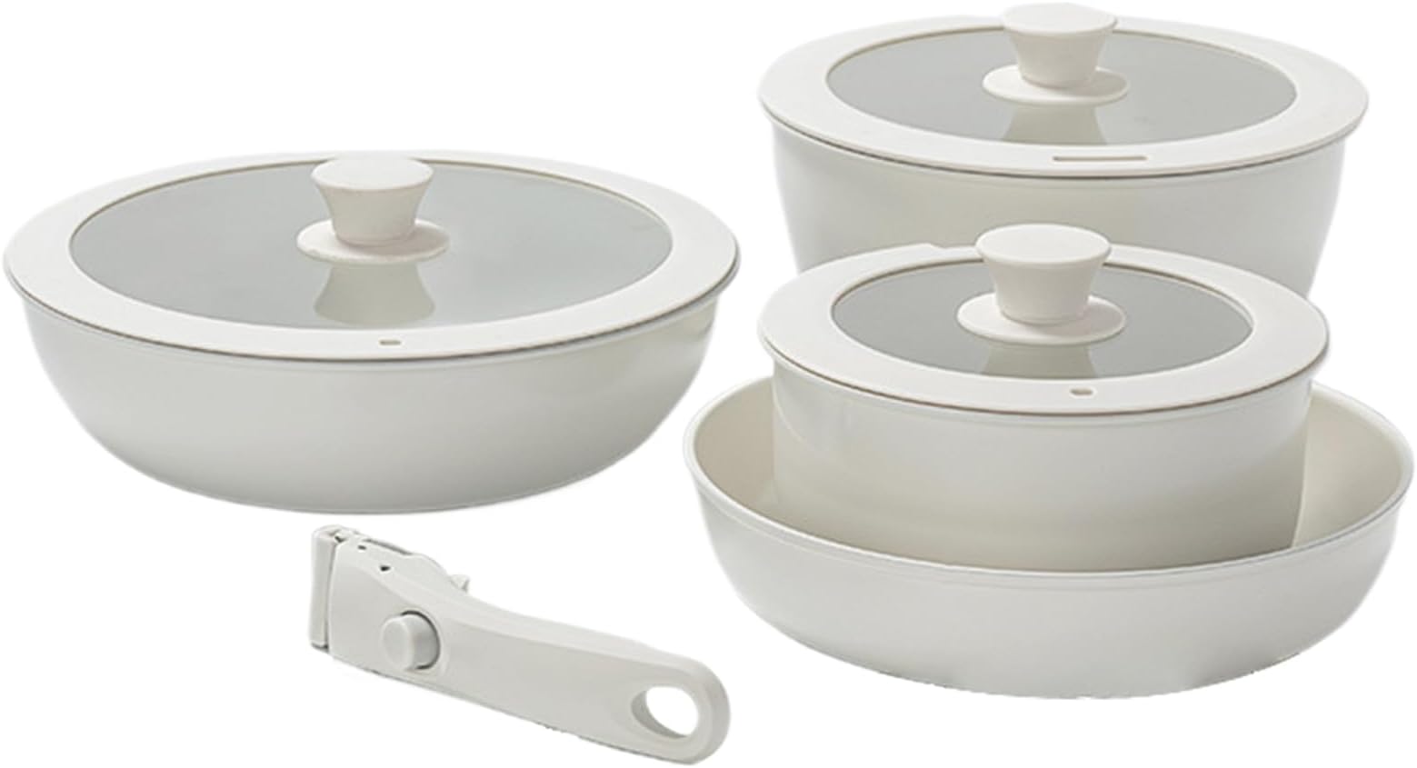 Ceramic Cookware Set, Easy to Clean and Maintain, 1 Set, Pots and Pans Sets, Cookware Sets, Space Saving Design, for Home Apartment Camping Picnic Kitchen