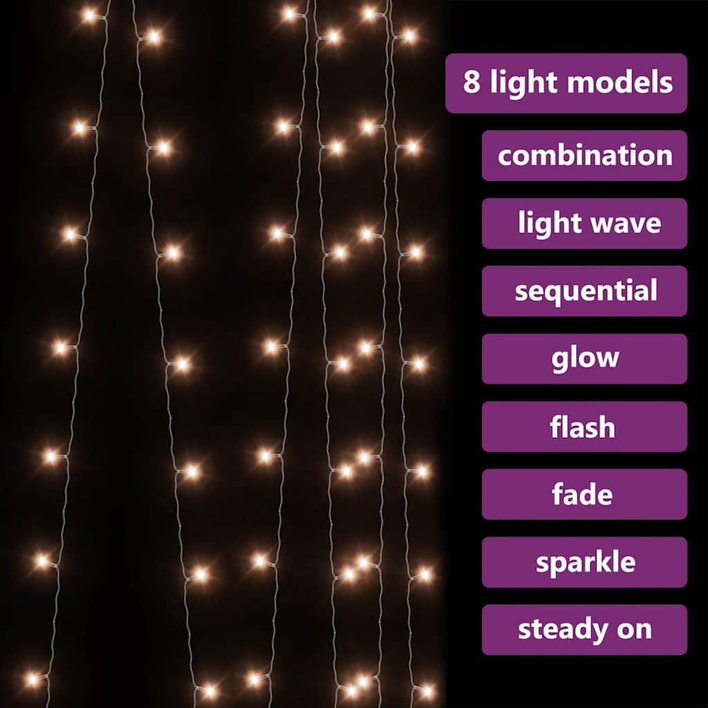 Rideau lumineux à LED 3 x 3 m 300 LED blanc chaud 8 fonctions pour décoration d'intérieur de mariage, chambre à coucher