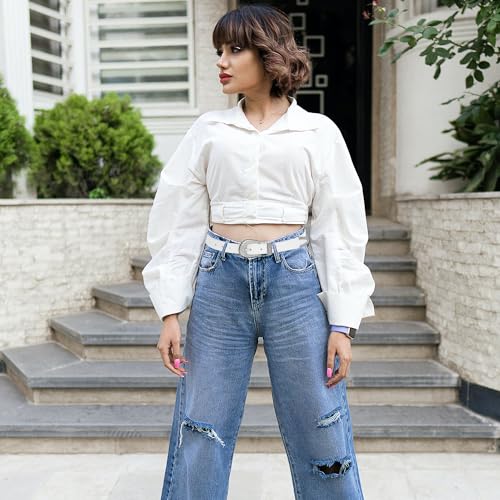 Women Western Belts for Jeans Pants Ladies Country Waist Belt with Vintage Buckle