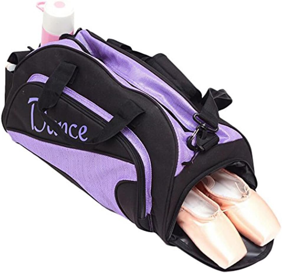 Women's Nylon Dance Sport Duffel Girl's Gym Bag(Purple) Medium - Image 3