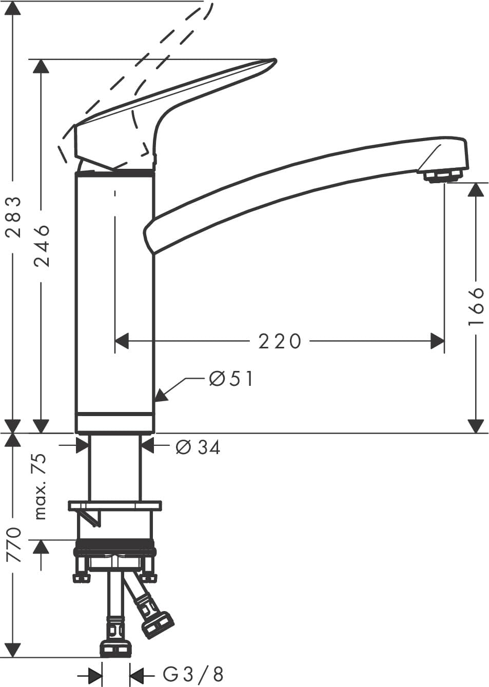 hansgrohe Spültischmischer 160 Logis Schwenkauslauf Chrom Vorfenstermontage, 71833000