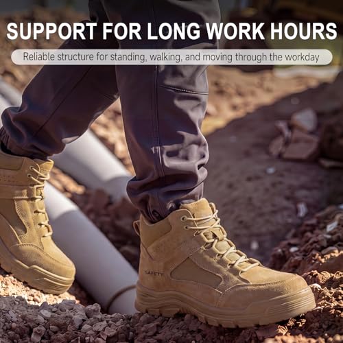 Image of Steel Toe Boots for Men Puncture Resistant Work Shoes for Construction
