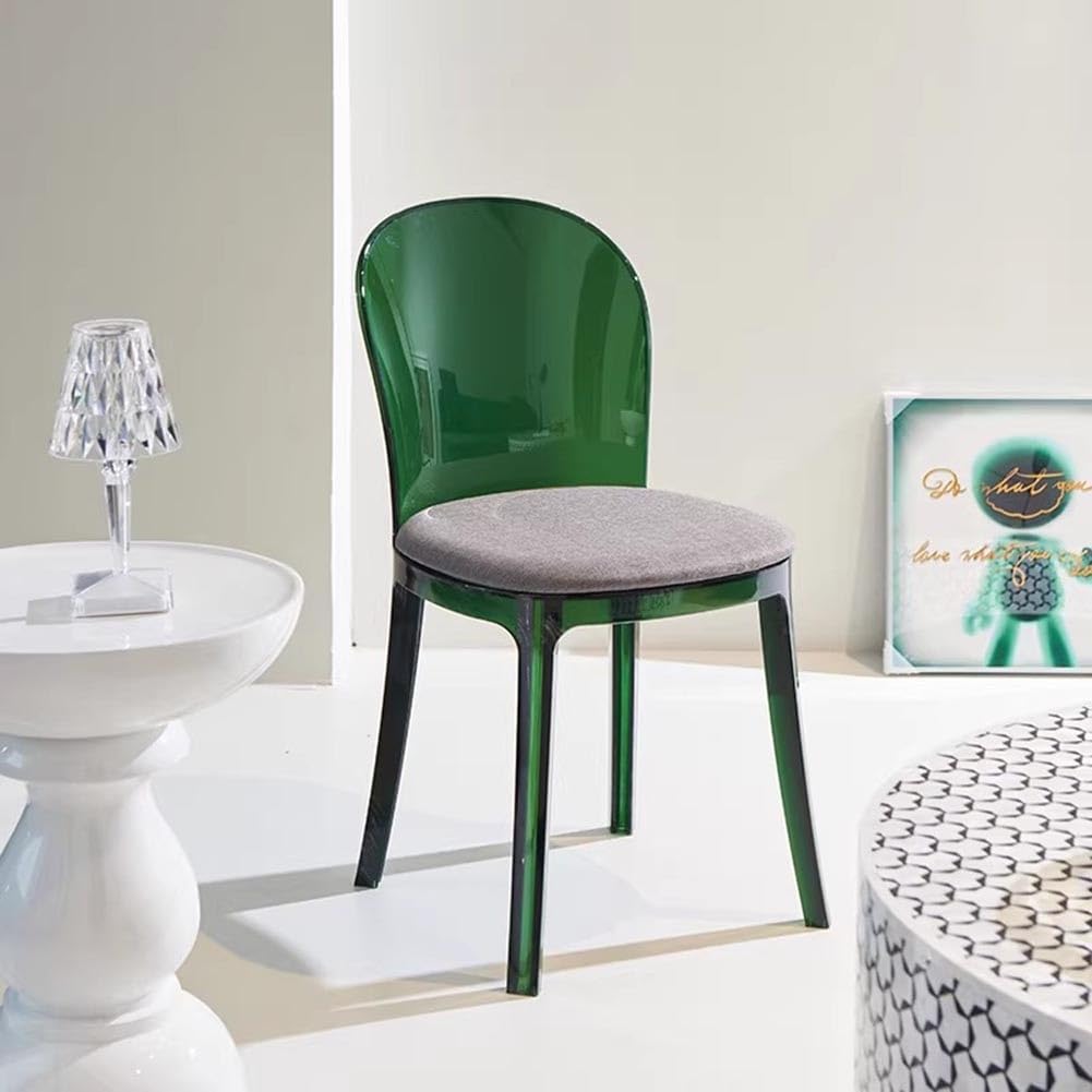 Etlegor Clear Acrylic Dining Chair, Modern Office Negotiation Chair with Seat Cushions for Kitchen, Dining Room, Outdoor Party(Clear Olive Green)