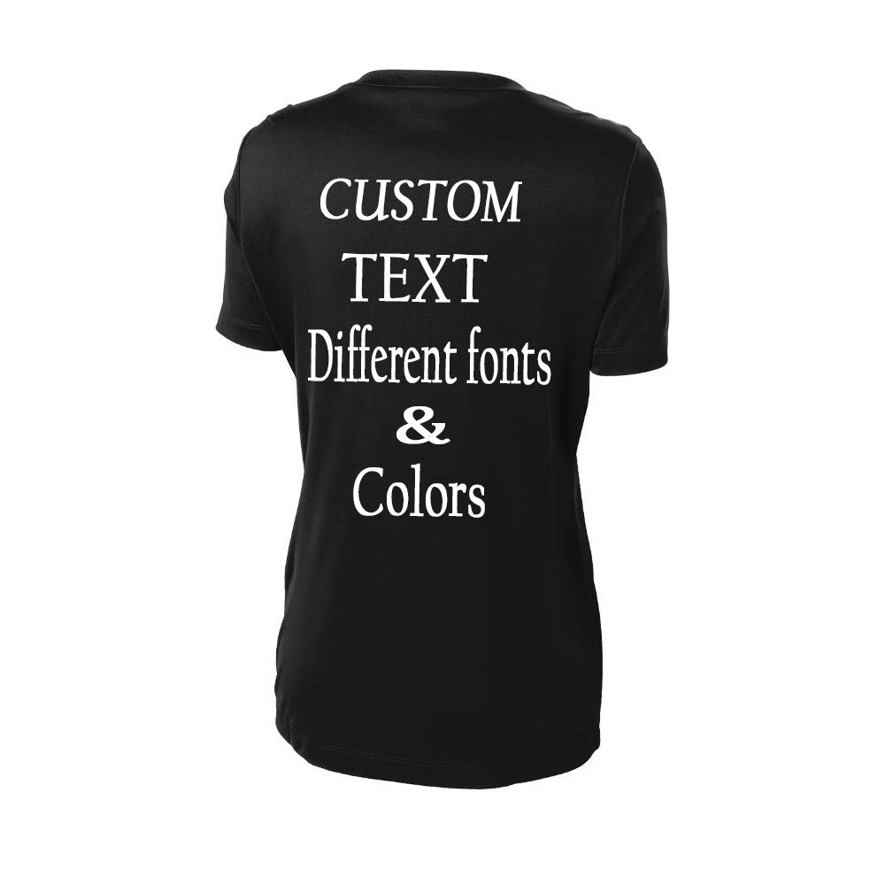 Customized Ladies V Neck Tee, Polyester Workout Design Your Own Sports Shirt Black