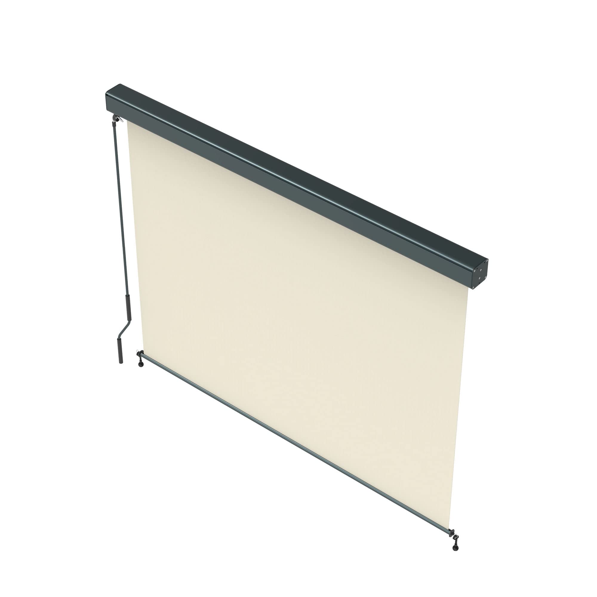 paramondo Tenda da Sole Verticale a Rullo per Esterno 2000 Protezione Solare per Balcone con Cassonetto e Manovella, 120 x 250 cm, Beige, Struttura Antracite