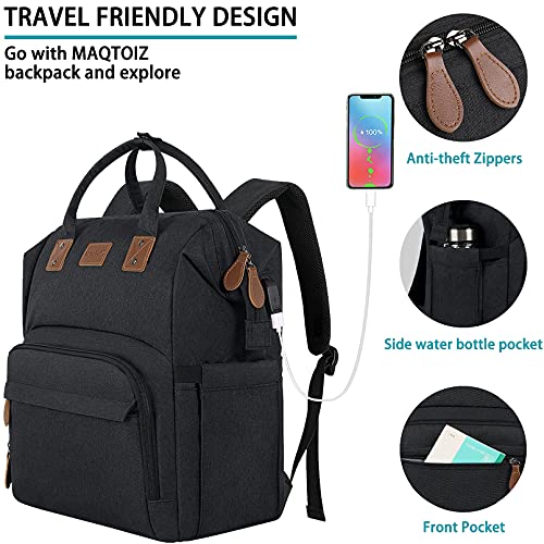 Maqtoiz Gifts For Him Her, Extra Large Lunch Backpack, 17 Inch Travel Laptop Backpack For Women Men, Usb Port Large Bookbag, Insulated Cooler Backpack Lunch Box Nurse Work Backpacks, Black #TOP7