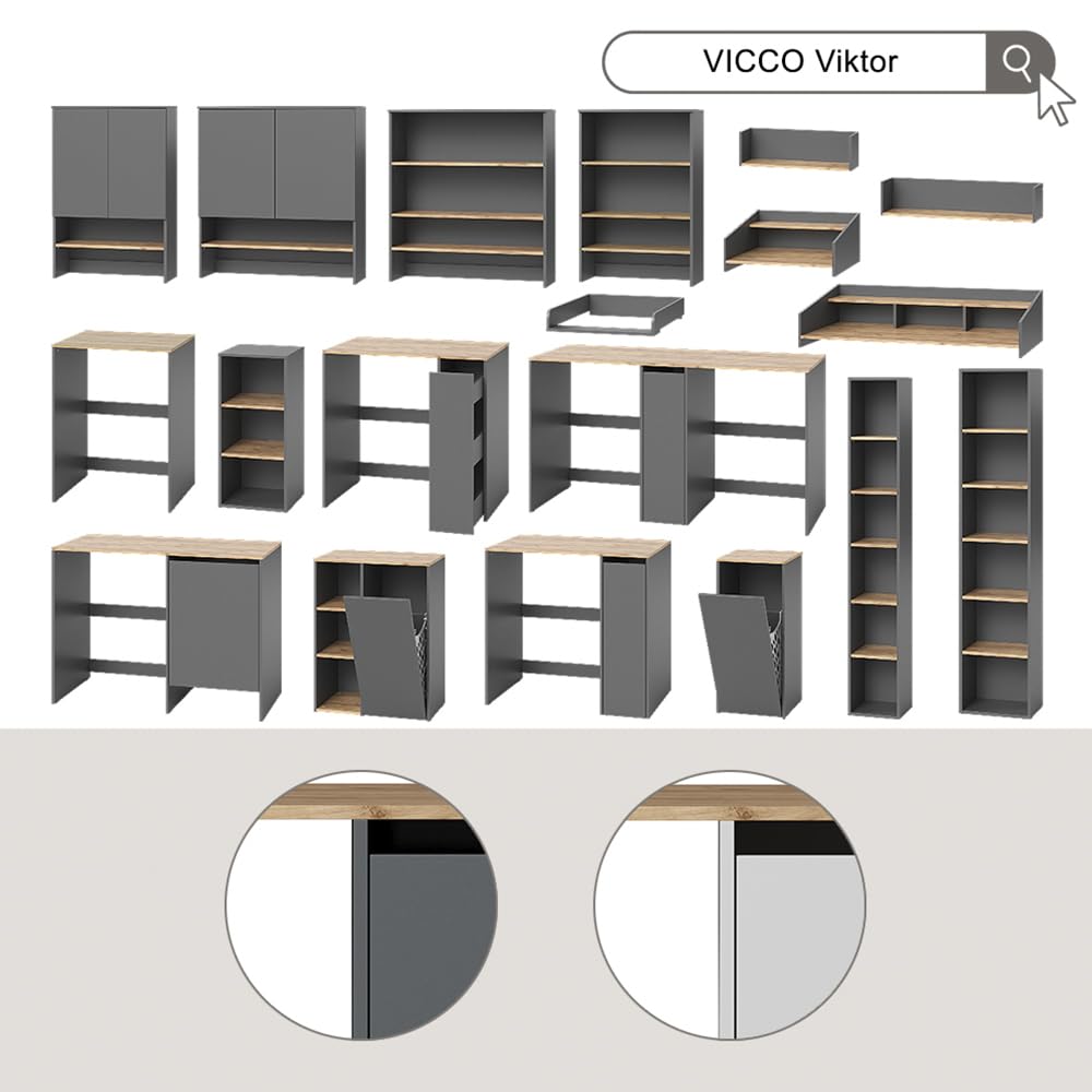 Vicco Armario para Lavadora Viktor, Blanco/Roble Artesanal, 159.8 x 88.2 cm con 3 Compartimentos