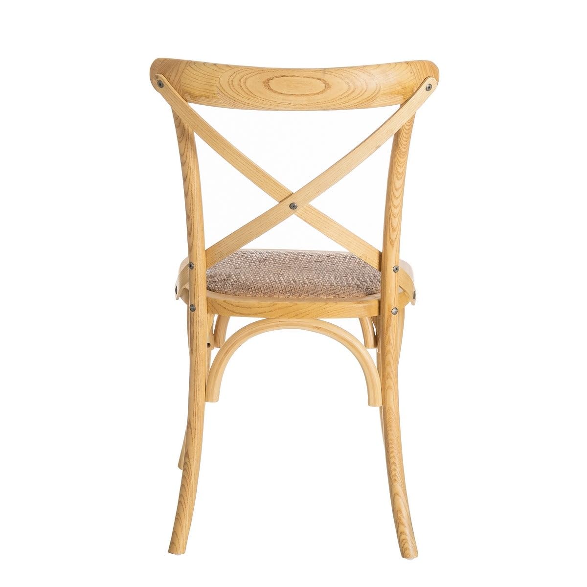 LOLAhome - Silla de Comedor Aspas de Madera de Olmo Color Natural con Asiento de ratán Trenzado en Tono Natural