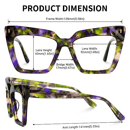 Image of Zeelool Cat Eye Blue Light Blocking Reading Glasses for Women Fashion Clear Lens Eyeglasses Frame Barnes ZJGA595438-01 Green