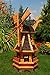 Windmühle aus Holz, kugelgelagert 1,0 m Bitum dunkel mit Beleuchtung Solar, Solarbeleuchtung, mit extra Windrad hinten am Kopf, imprägniert, Kugellager einstellbar, Gartenwindmühle, Windmühlen