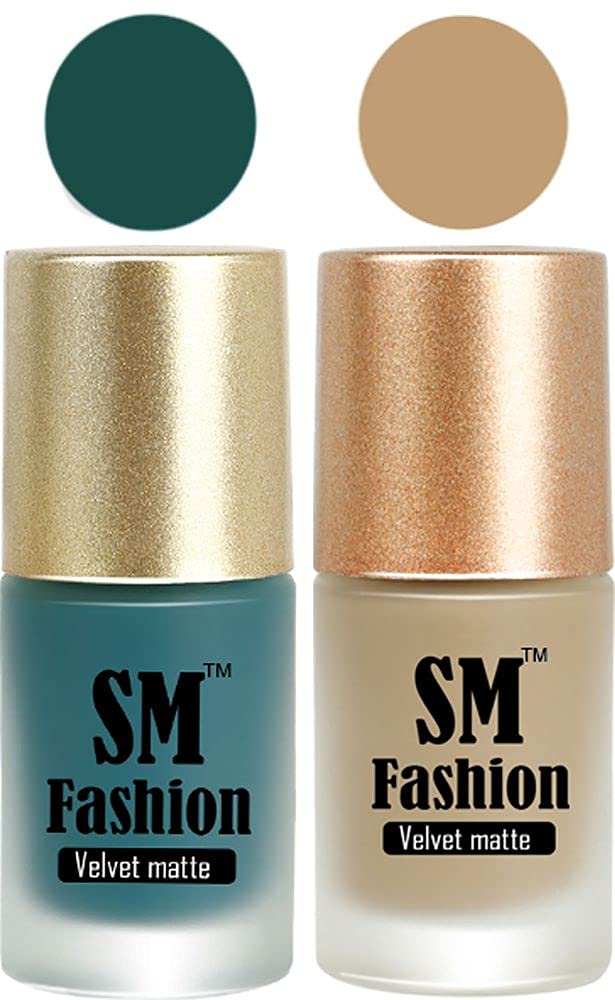 SM FASHION Nail Polishes, See Green-Nude Velvet Matte Nail Paint Combo Set of 2 Pcs 7ml each