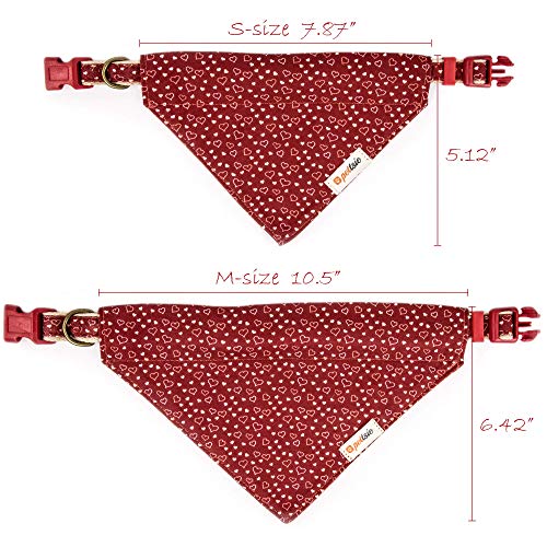Hundehalstuch mit Halsband und Freundschaftsarmband von Pettsie, Verstellbare Größen S, M, und L, Abnehmbares Bandana Tuch, Attraktive Verpackung Inklusive, Hundeliebhaber, M, Rot