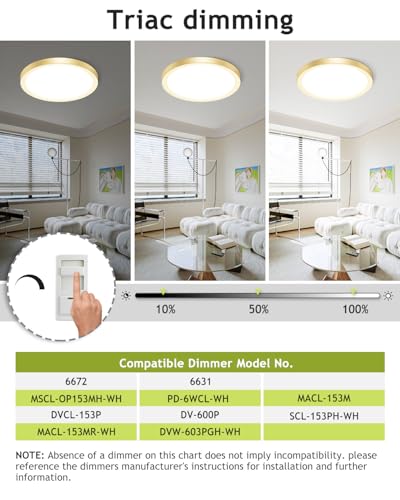 image for hepside 2PACK Flush Mount LED Ceiling Light Fixture Golden, 12Inch 28W