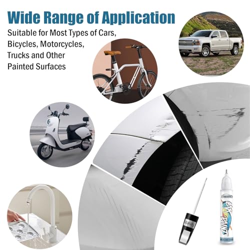 Image of White Touch Up Paint, Exact Color Match Car Paint Scratch Repair Pen Fix Vehicle Chips and Automotive Nicks Scuff