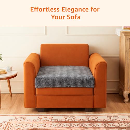 Image of Amazon Basics Plush Velvet Sofa Cover for Single Seater, Bubble Surface, Non-Slip Sofa Pad, 70x70 cm, Soft Silicone Grip Dots, 100% Polyester, Machine Washable - Dark Grey