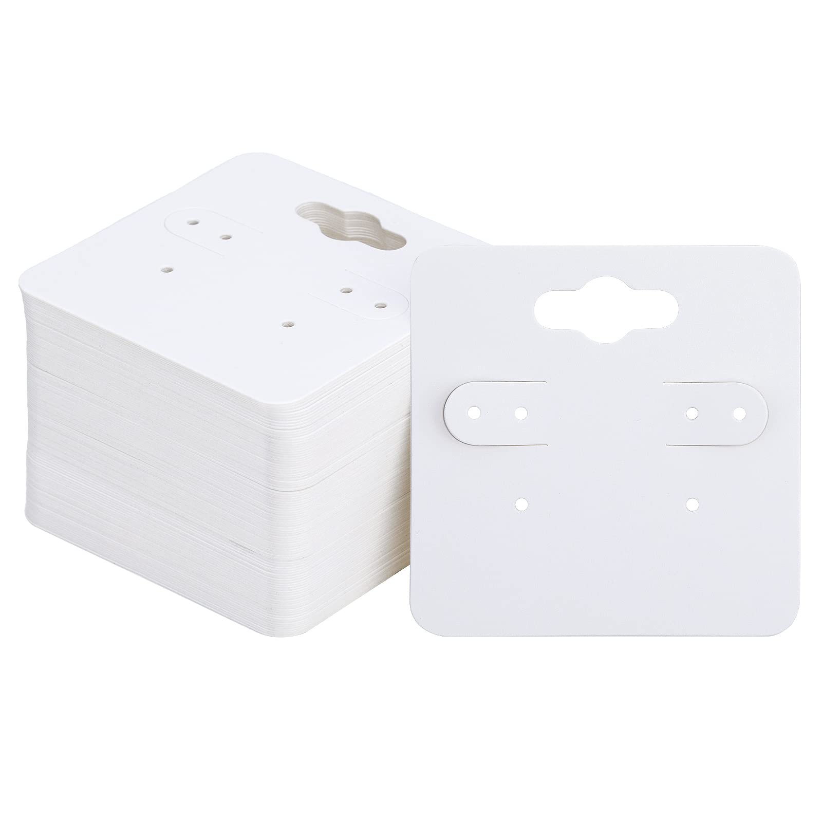 joycraft 100Pcs Earring Display Holder Cards, 2 Inch White Earring Hanging Cards, Blank Kraft Paper Jewelry Tags with 6 Holes for Selling, Jewelry DIY Crafts, Retail