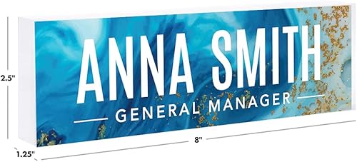 Vista 101 de Andaz Press Placa de nombre de escritorio de oficina, diseño floral de melocotón rubor personalizado para el hogar, escritorio, profesor, jefe