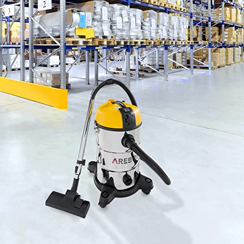 Arebos Aspirapolvere Industriale 1300 W Secco E Umido 30 L | Bidone Aspiratutto E Aspiracenere | Adatto Per Polvere, Liquidi E Pulizia Auto | Giallo - 2