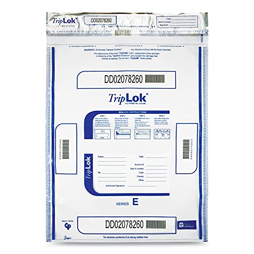 ControlTek TripLOK Tamper-Evident Deposit Bags, Clear, 15" x 20", 50 Bags