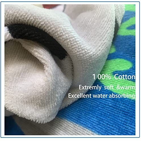 Kids Hooded Ponchos Bathrobe 100% Cotton Super Soft Children Changing Robe for Beach Swimming Towel (M, Shark)3