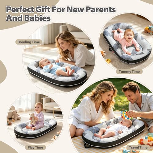 Image of BUTOA Baby Lounger - Breathable Soft Baby Nest, Portable Infant Support Cushion Tummy Time Mat for 0-24 Months, Infant Lounger for Home and Travel, Ideal Newborn Babies Essentials Baby Shower Gifts
