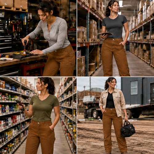 Women's Flex DuraTech Straight Fit Pants, Brown Duck, 6 RG - image 5