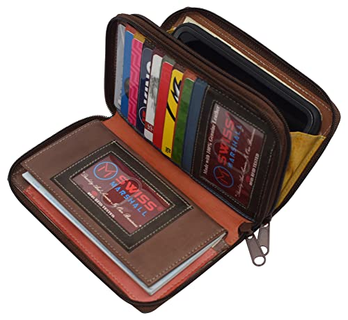 Women's RFID Blocking Double Zipper Smartphone Leather Wallet with Removable Checkbook Holder (Multicolor)2