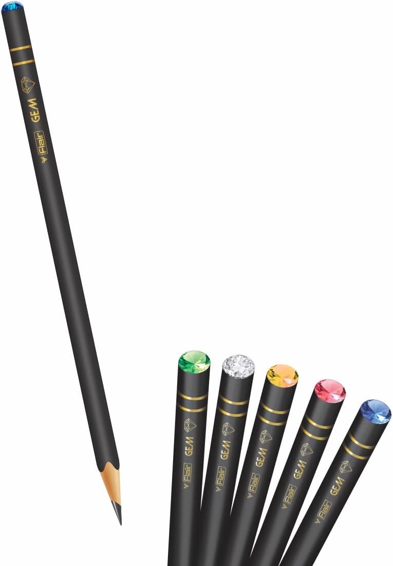 FLAIR Creative Series Gem 2B Graphite Pencil Tumbler | Extra Dark Pencil | Black Matte Finish Body | Lightweight With Comfortable Grip | Pack of 50 Pencils