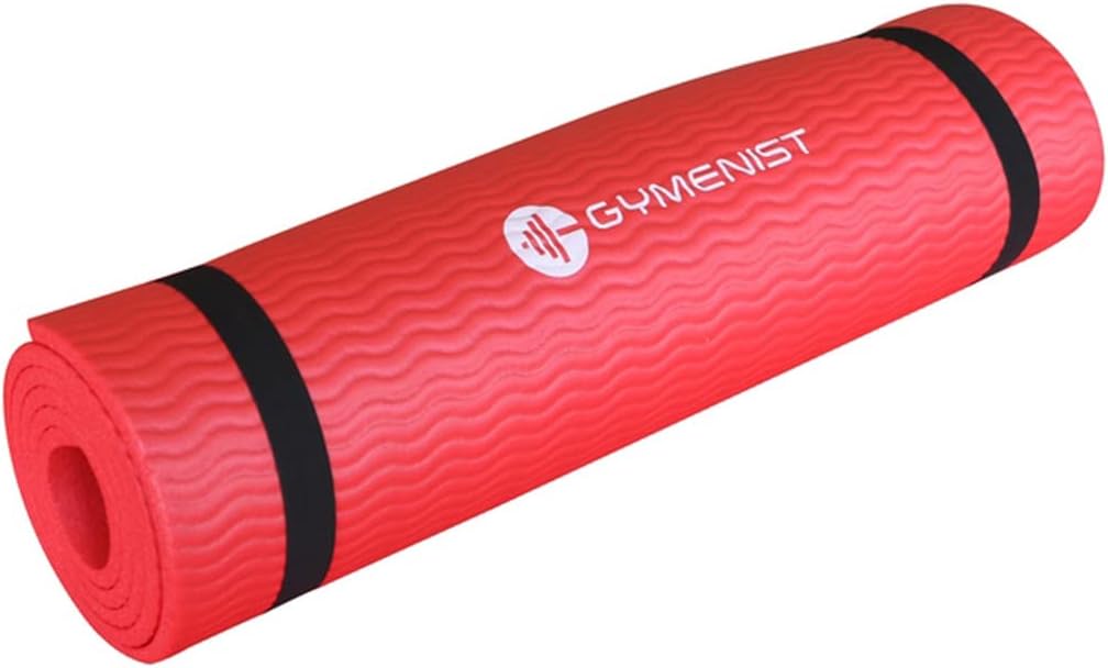 GYMENIST Thick Exercise Yoga Floor Mat Nbr 24 X 71 Inches Great for Camping Cardio Workouts Pilates Gymnastics (Black) : Sports & Outdoors