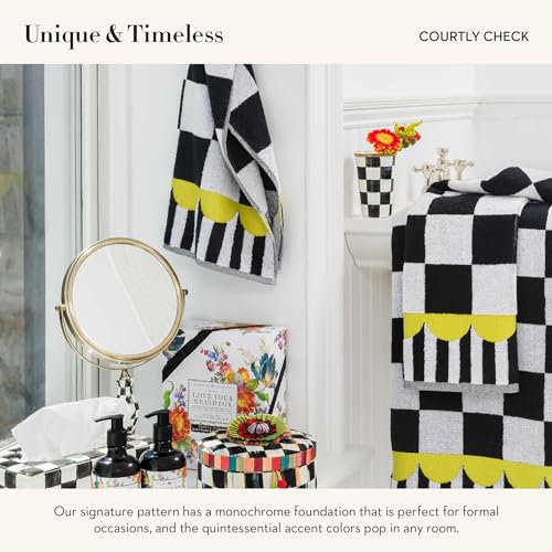Image of MACKENZIE-CHILDS Cotton Hand Towel, Black-and-White Courtly Check