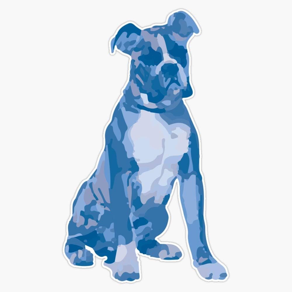 Unique Boxer Dog Pop Art Design - Shades Of Blue Sticker Vinyl Waterproof Sticker Decal Car Laptop Wall Window Bumper Sticker 5"