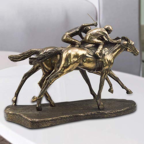 Poetry Bronze Double Horse Race Ornaments Statue Creative Cast Copper Home Decor Office Living Room Resin Sculpture Figurine (Color: Bronze) #TOP4