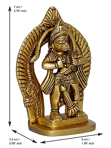Image of eCraftIndia Golden Brass Handcrafted Lord Hanuman Opening His Heart and Showing Sita Ram in His Heart Idol - Divine and Expressive Religious God Statue for Home, Office, Temple, Pooja Room