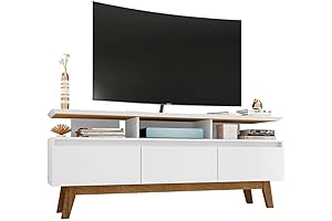 Yonkers TV Stand with Solid Wood Legs and 6 Media and Storage Compartments