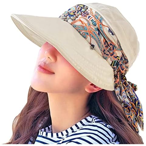 Lemical Frauen Sonnenhut breite Krempe UV-Schutz Sonnenhut UPF 50+ Sommerstrand Sonnenkappe Visier Cover