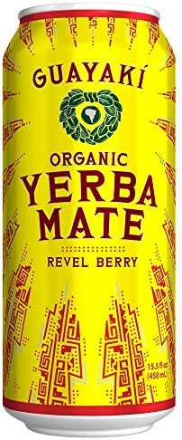 Guayaki Yerba Mate, Revel Berry, Organic Clean Energy Drink, 15.5 Ounce Cans, 150mg Caffeine