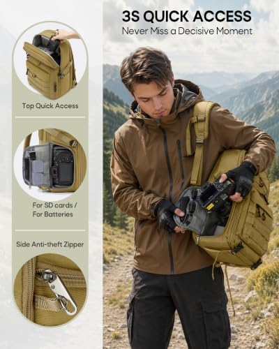RAINSMORE Camera Backpack, DSLR/SLR/Mirrorless Tactical Camera Bag Cases - 3