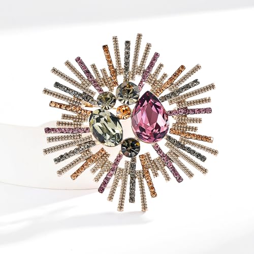 Image of Rhinestone Snowflake Brooch Pin for Women Sparkly Flower Corsage Lapel Pin Vintage Floral Suit Jacket Brooch Pin Jewelry for Women Men Birthday Gifts