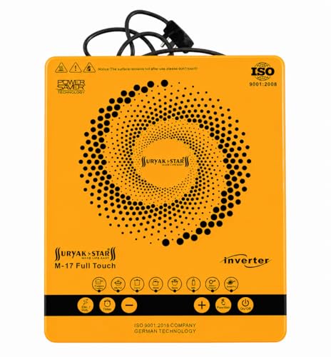 Image of Surya K Star 2200 W Induction Cooktop Full Touch 8 Cooking Mode E Power Saver with Copper Coil Portable Electric Stove For Kitchen (Yellow)