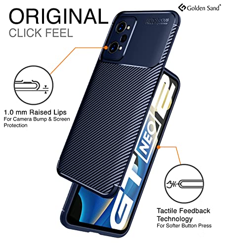 Image of Golden Sand for realme GT Neo 3T, Realme GT 2, Realme GT Neo 2, Realme GT Neo2 Back Cover Drop Tested Shock Proof Slim Armor Aramid Carbon Fibre Rugged TPU Case for Realme GT 2, Realme GT Neo 2, Realme GT Neo2, Blue