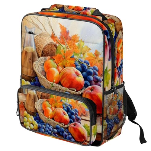 Sac à dos de voyage d'automne motif raisins et citrouille compact format cabine 14.3x11.4 in